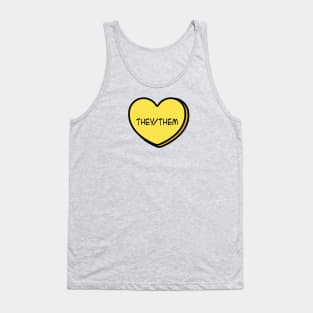 Pronoun They/Them Conversation Heart in Yellow Tank Top